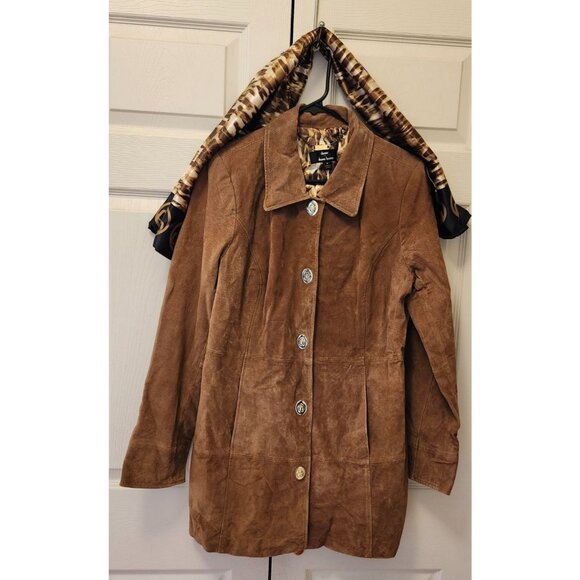 Dennis by Dennis Basso Jackets & Blazers - Women Dennis by Dennis Basso Brown Suede Leather Mid Length Coat Size M